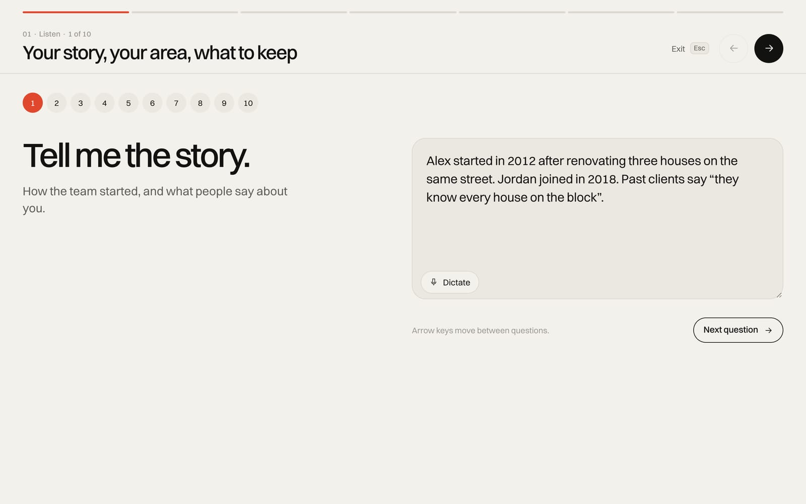 Brand Studio, Listen: where the team works, typed in as they answer